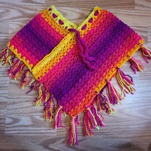 Handmade knitted kids poncho 2T-4T